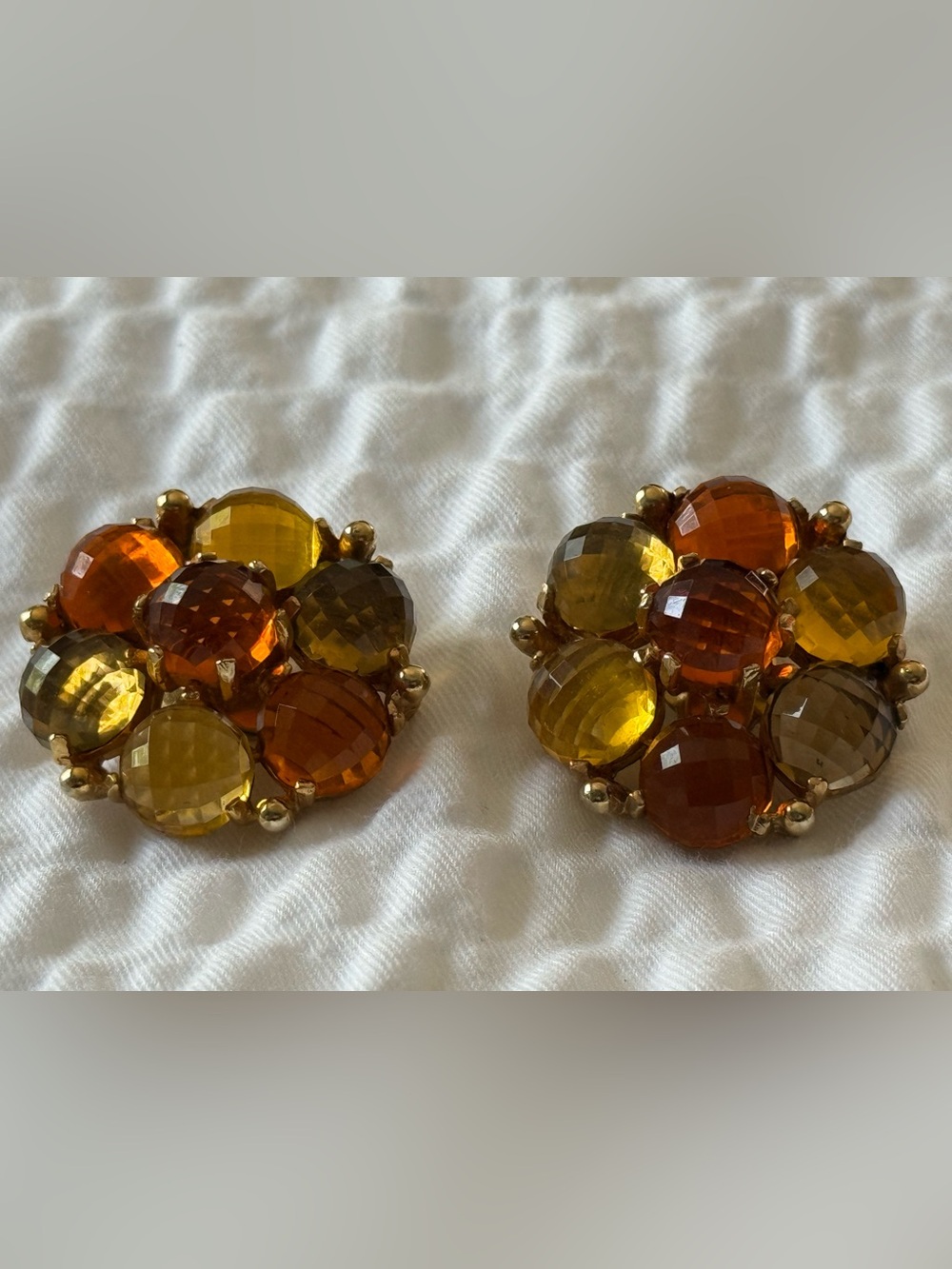 Vintage Glass Gripoix Style Floral Cluster Statement Earrings